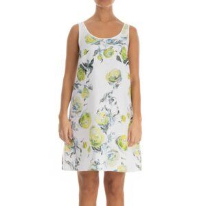 GRIZAS - Lime Rose Print LInen Night Dress or Sundress, Medium